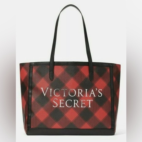 Victoria’s Secret Christmas Holiday Exclusive Sturdy Seasonal Tote Bag Red Black - Picture 9 of 9